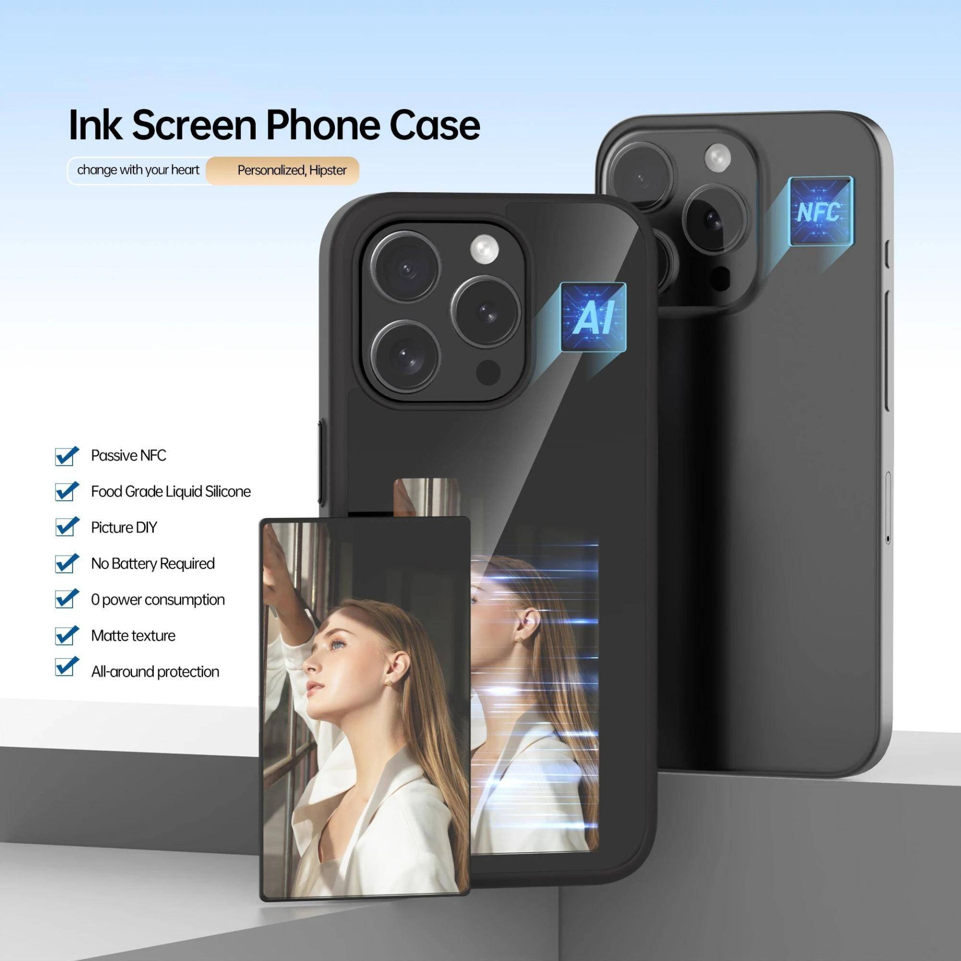 iPhone 15I16 Series protective case with NFC-based display for image display
