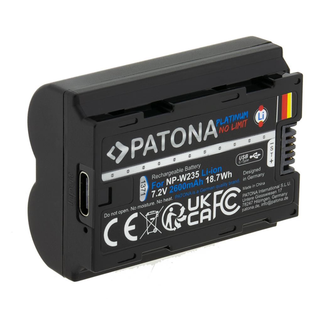 PATONA Platinum batteria con ingresso USB‑C per Fuji FinePix NP‑W235 XT‑4 XT4
