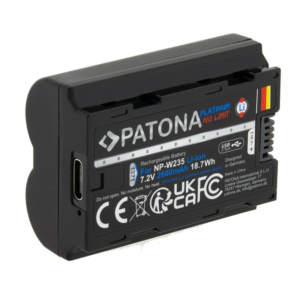 PATONA Platinum batteria con ingresso USB‑C per Fuji FinePix NP‑W235 XT‑4 XT4 PATONA Platinum batteria con ingresso USB‑C per Fuji FinePix NP‑W235 XT‑4 XT4