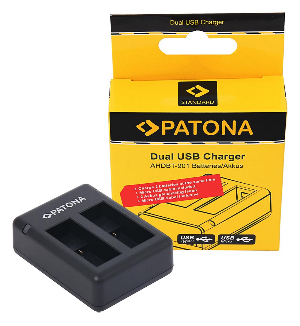 PATONA USB Dual Charger for GoPro Hero 9 Hero 10 Hero 11 AHDBT901 ADBAT001 ADDBD-211 with Micro-USB PATONA USB Dual Charger for GoPro Hero 9 Hero 10 Hero 11 AHDBT901 ADBAT001 ADDBD-211 with Micro-USB
