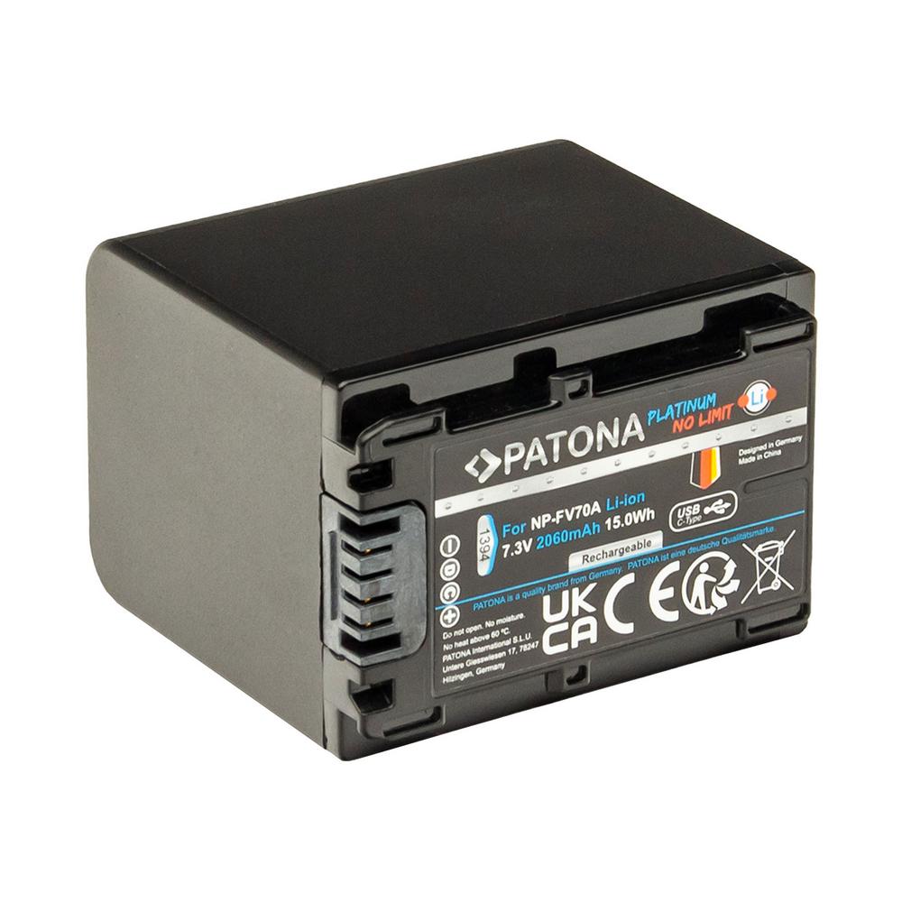 PATONA Platinum Akumulator z wejściem USB-C do Sony NP-FV70A DCR-SR100 DCR-DVD703E HDR-CX12E