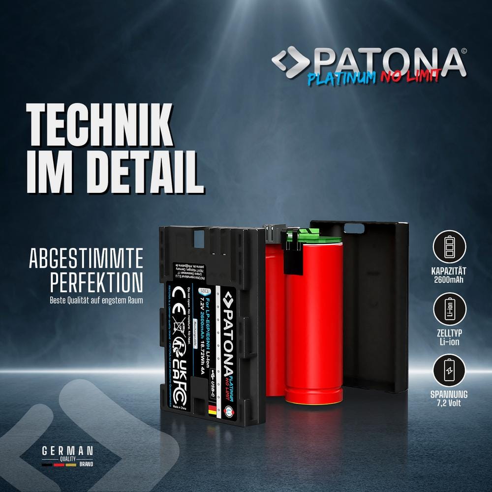 PATONA Platinum Battery with USB‑C Input for Canon EOS R5 Mark II LP‑E6P LP‑E6NH LP‑E6N LP‑E6 PATONA Platinum Battery with USB‑C Input for Canon EOS R5 Mark II LP‑E6P LP‑E6NH LP‑E6N LP‑E6